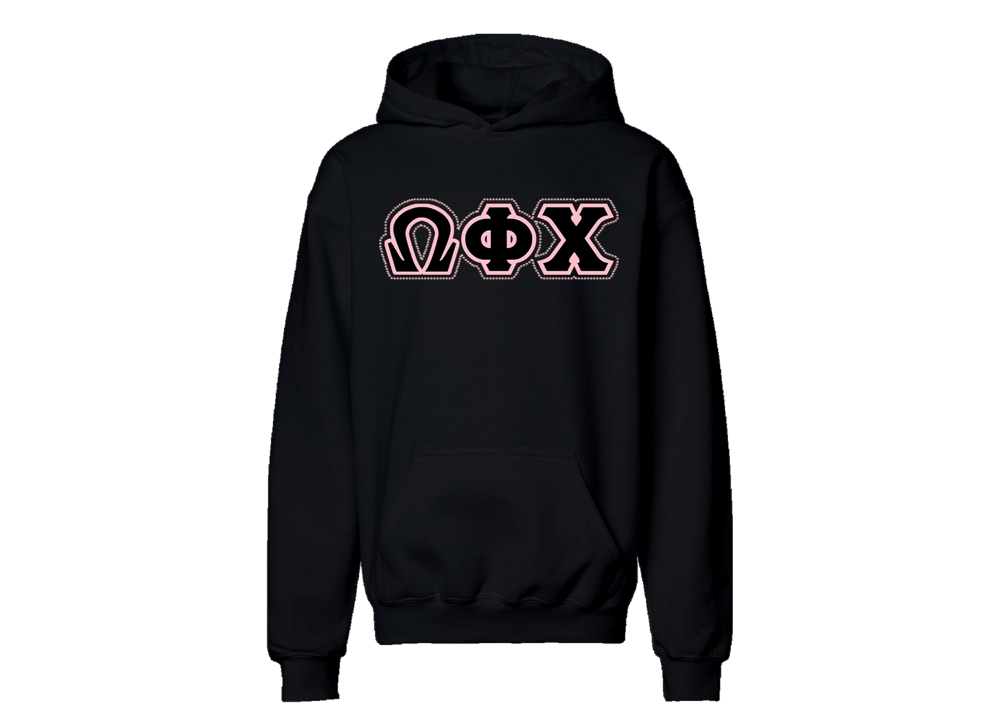 Omega Phi Chi Black Hoodie w/ Rhinestones