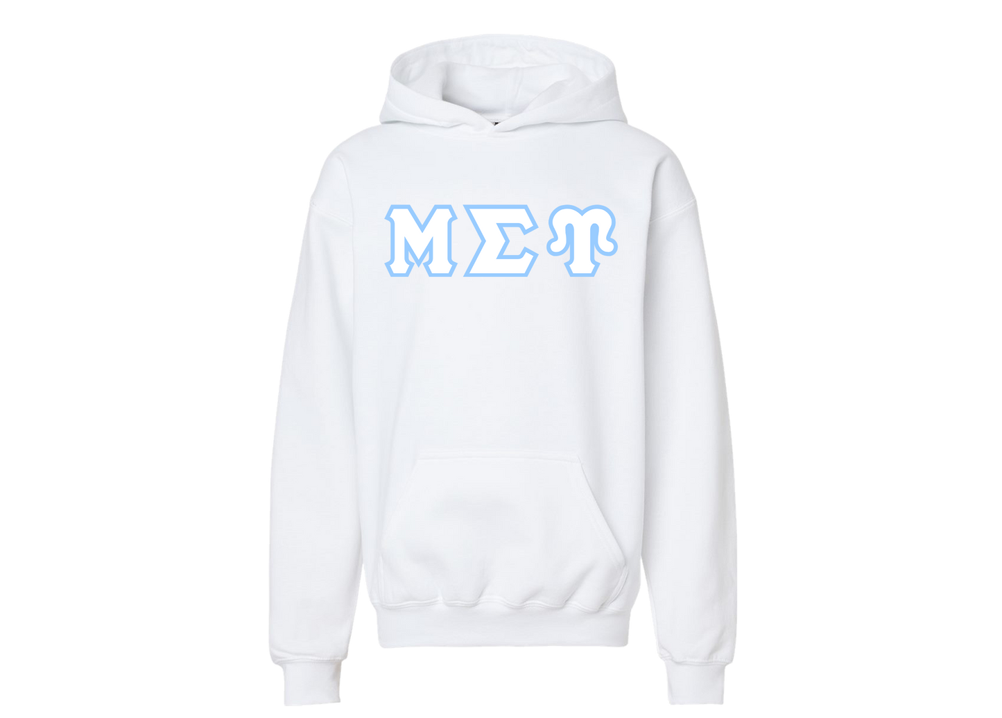 Mu Sigma Upsilon White Greek Letter Hoodie