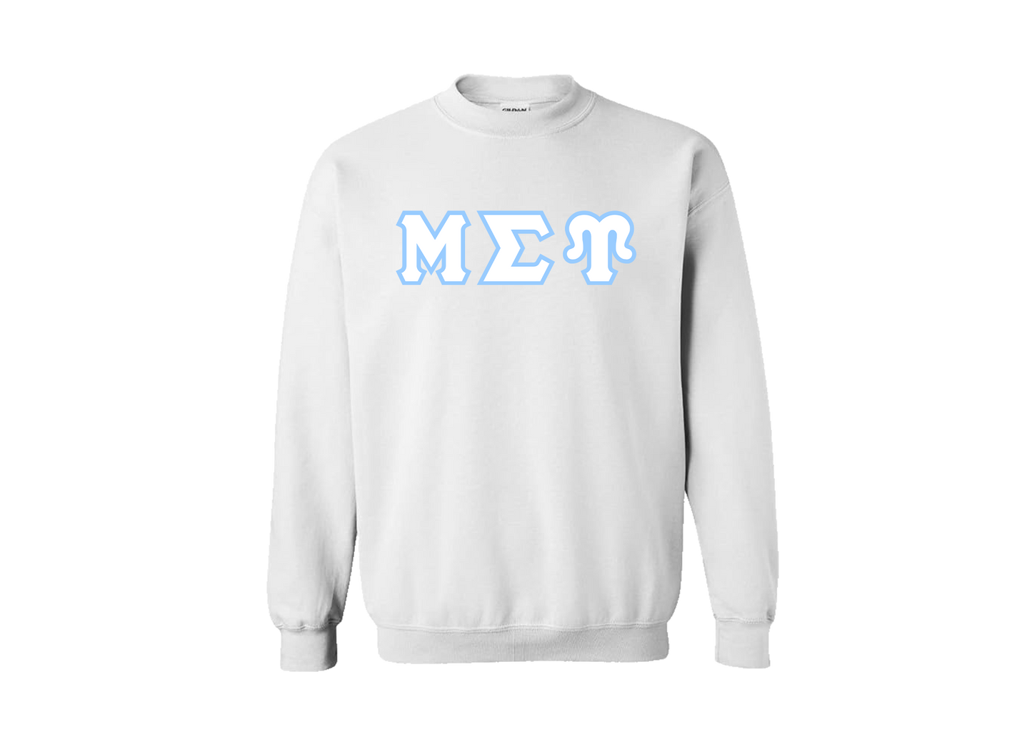 Mu Sigma Upsilon White Greek Letter Crewneck