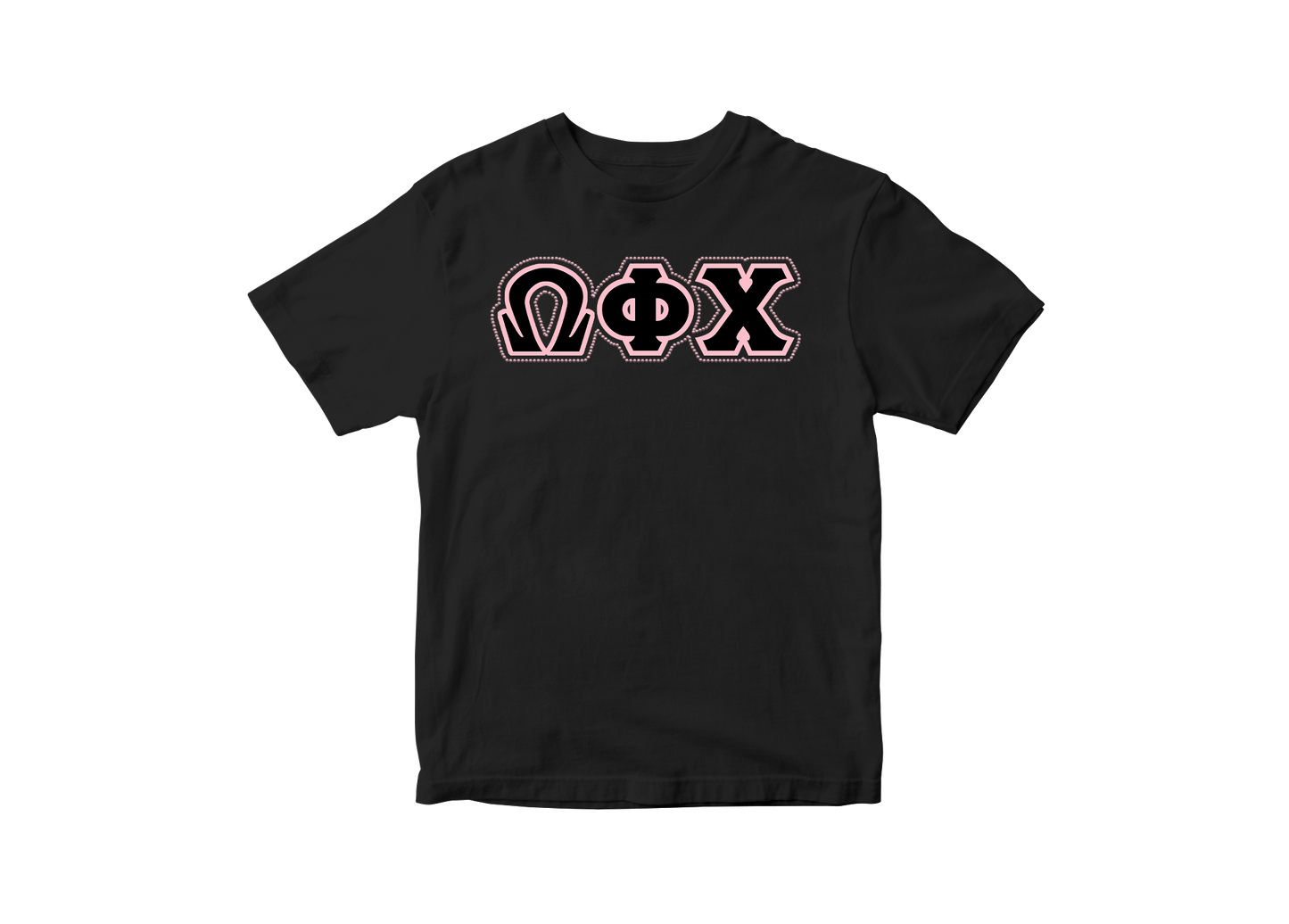 Omega Phi Chi Black Shirt w/ Rhinestones
