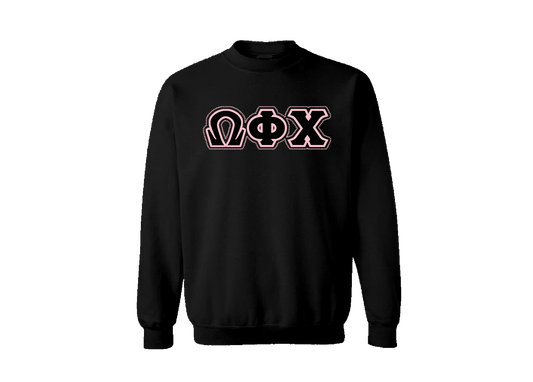 Omega Phi Chi Black Crewneck w/ Rhinestones
