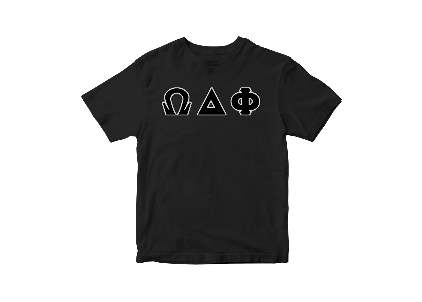 Omega Delta Phi Fraternity Black Greek Letter Shirt