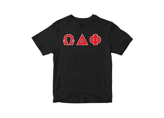 Omega Delta Phi Fraternity Black Greek Letter Shirt