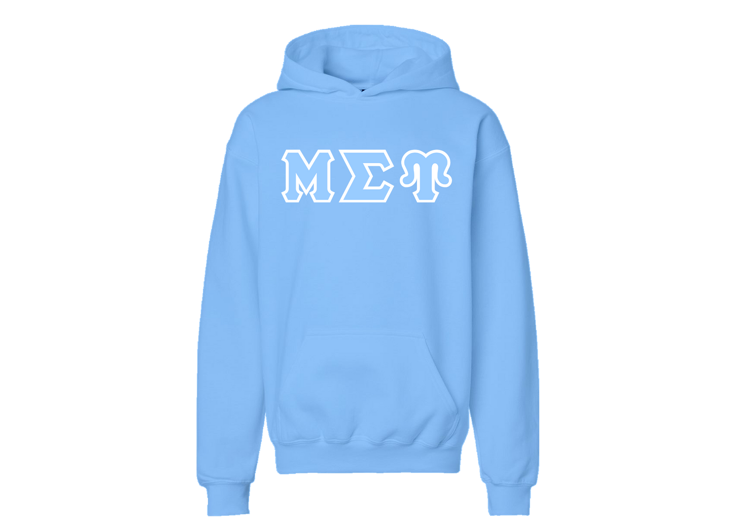 Mu Sigma Upsilon Baby Blue Greek Letter Hoodie