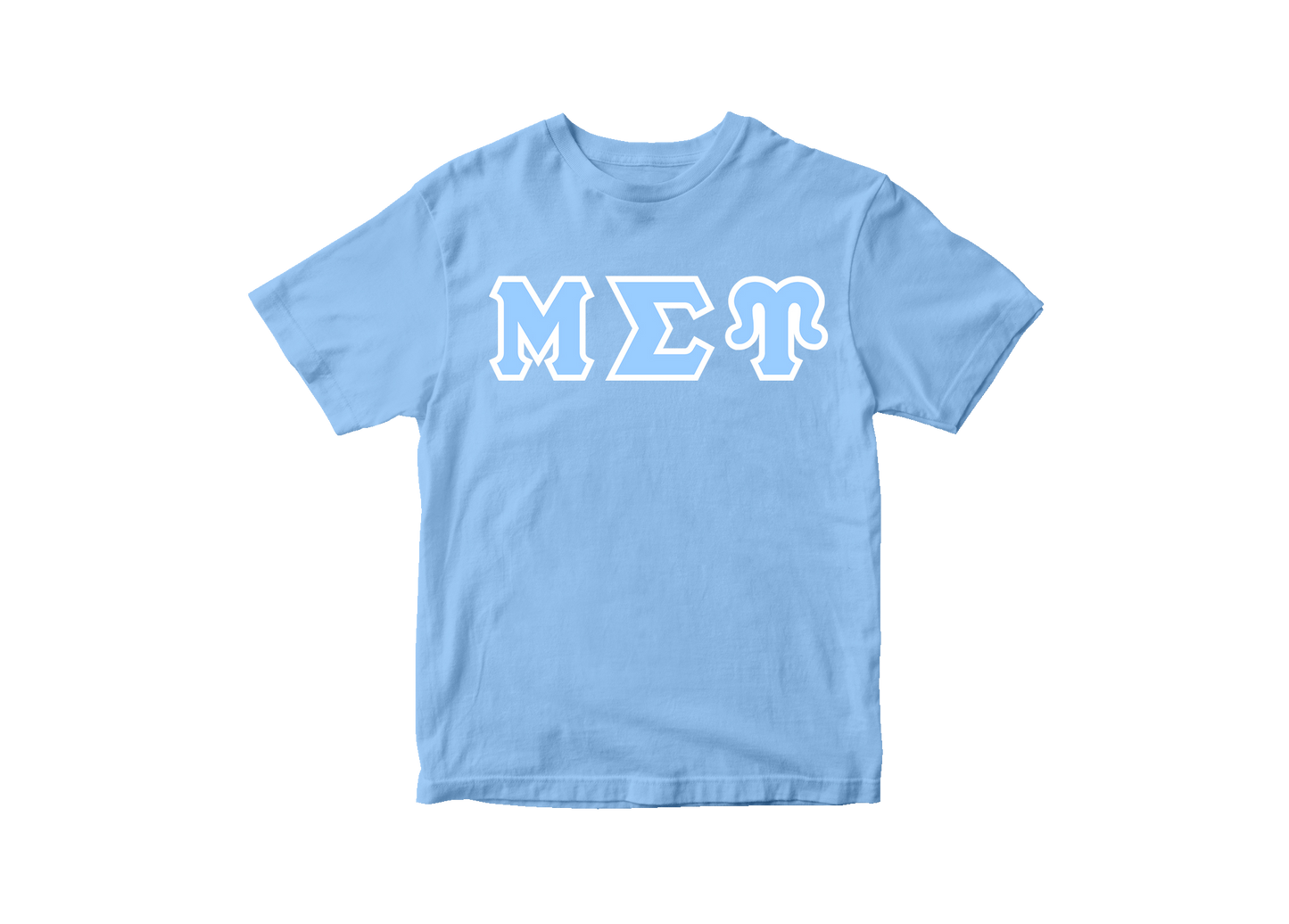 Mu Sigma Upsilon Baby Blue Greek Letter Tee