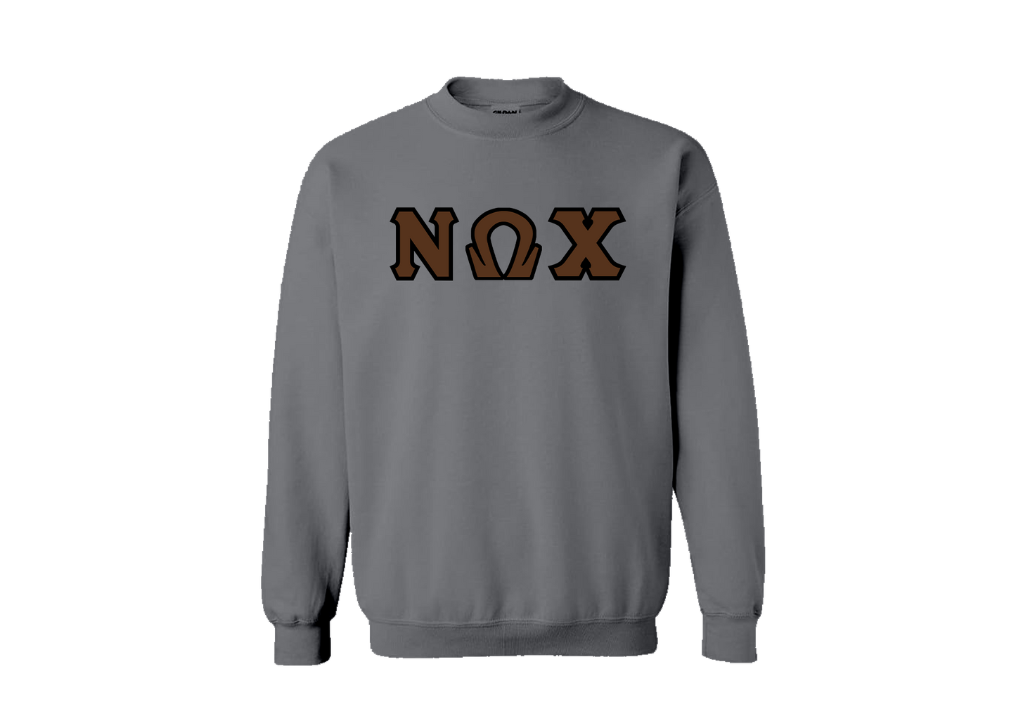 Nu Omega Chi Gray Letter Crewneck