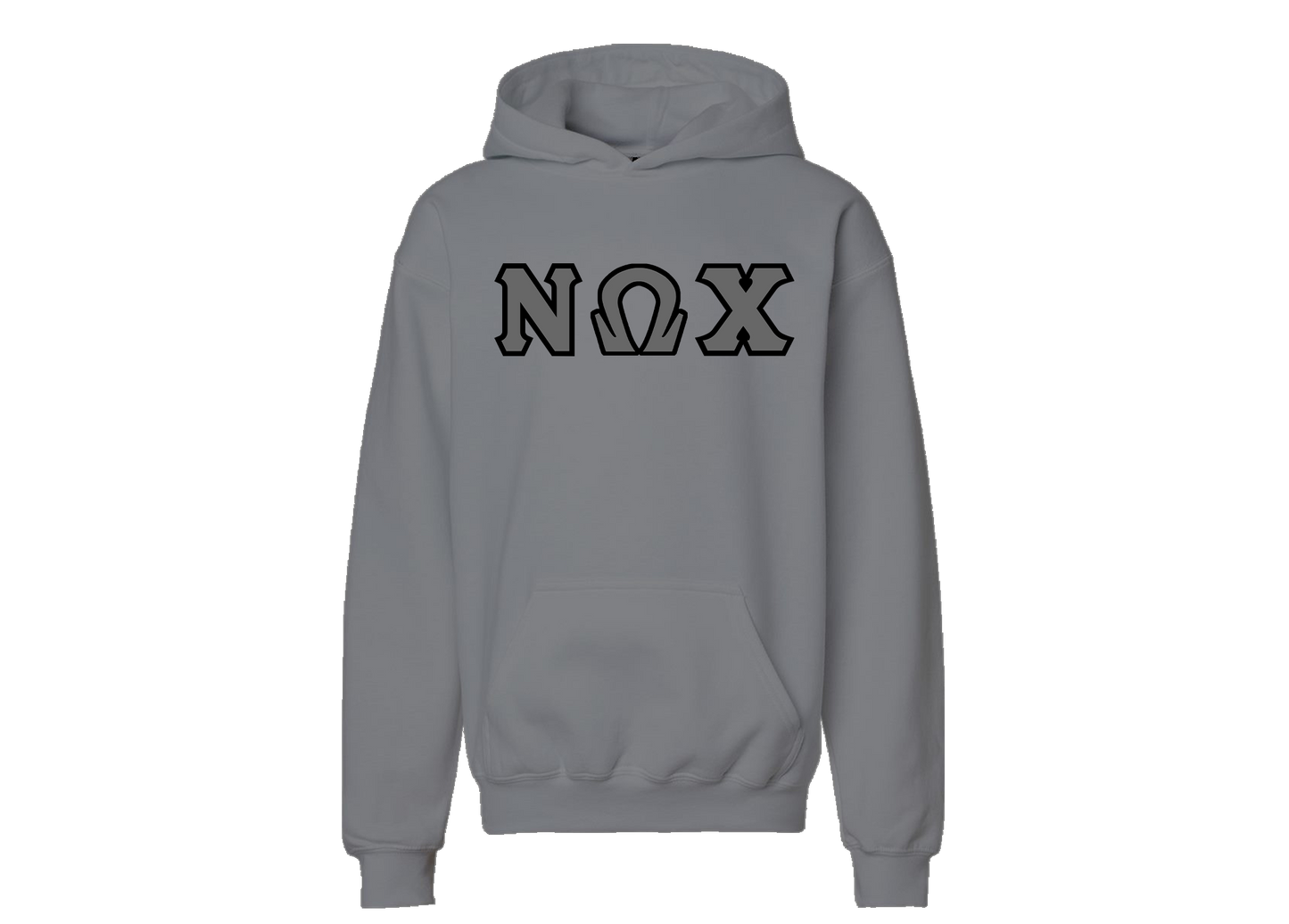 Nu Omega Chi Gray Letter Hoodie