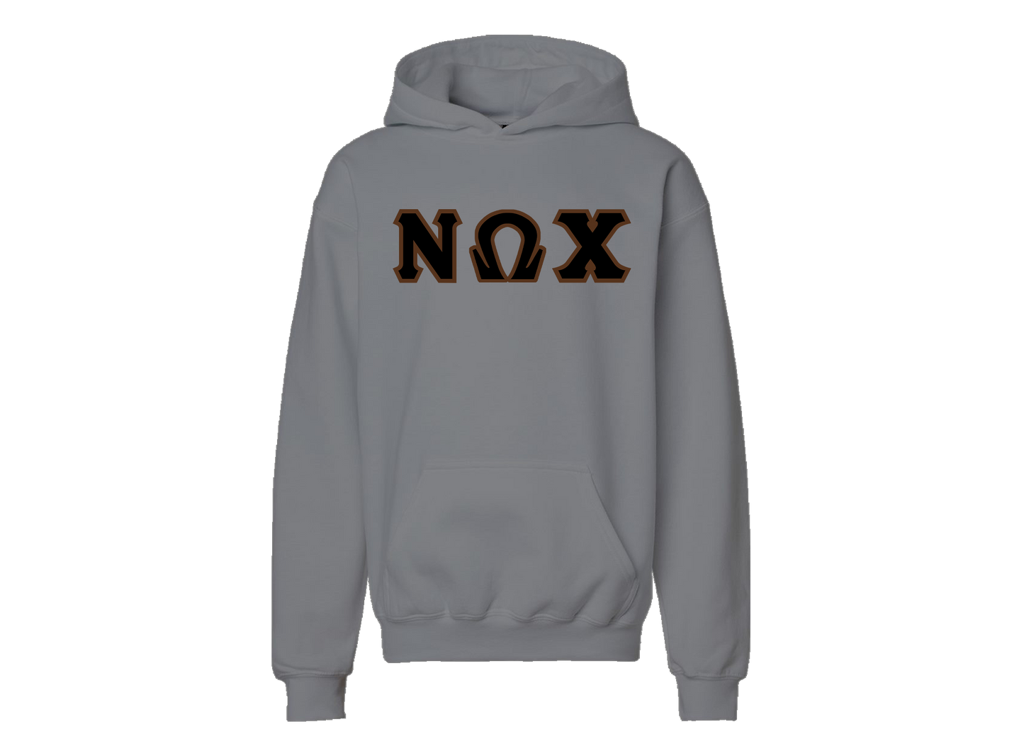 Nu Omega Chi Gray Letter Hoodie