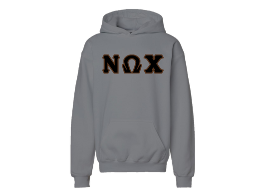 Nu Omega Chi Gray Letter Hoodie