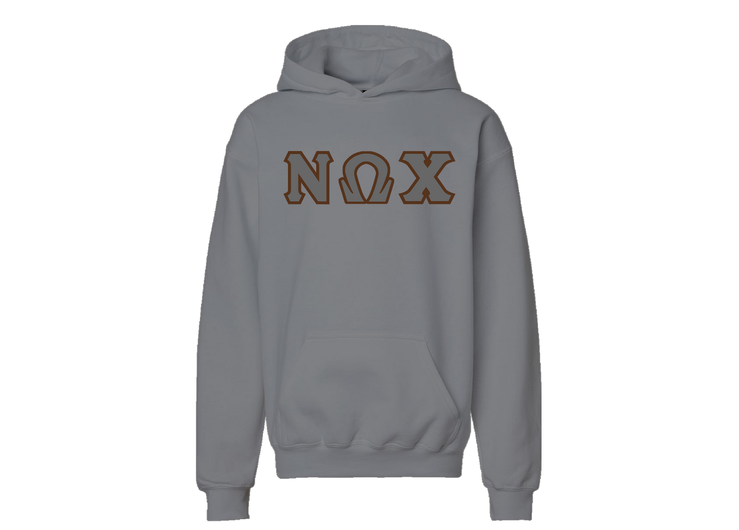 Nu Omega Chi Gray Letter Hoodie