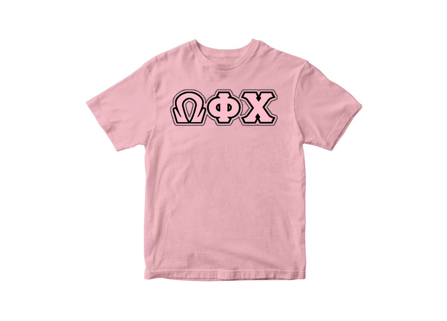 Omega Phi Chi Pink Shirt w/ Rhinestones