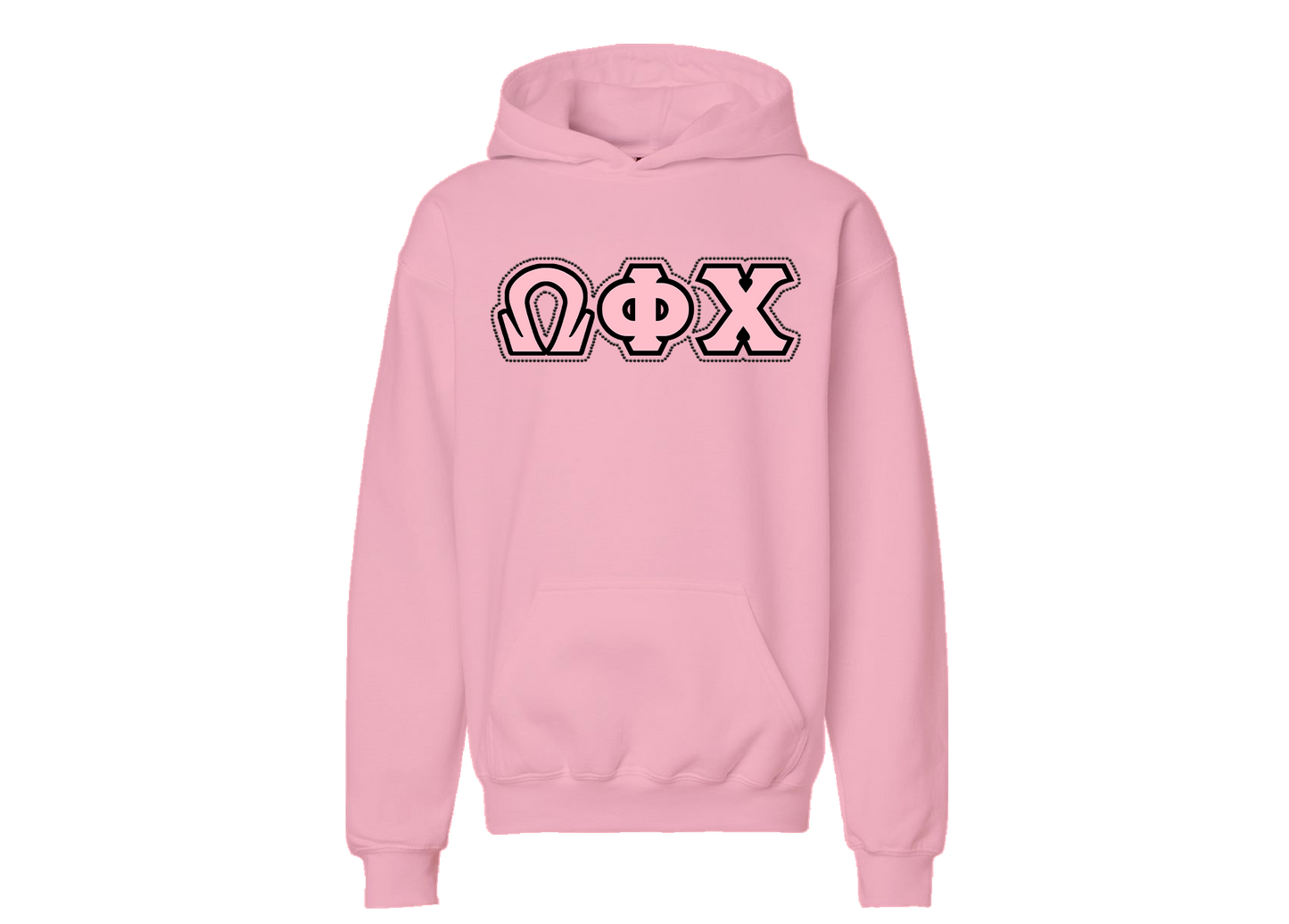 Omega Phi Chi Pink Hoodie w/ Rhinestones