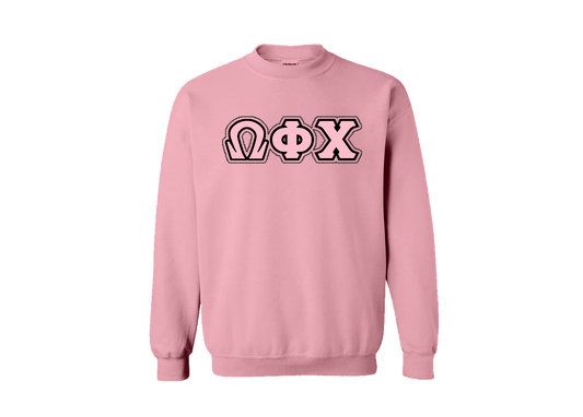 Omega Phi Chi Pink Crewneck w/ Rhinestones
