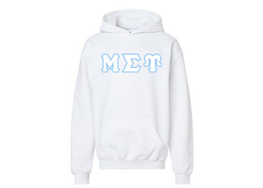 Mu Sigma Upsilon White Greek Letter Hoodie