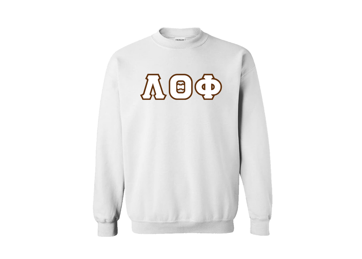 Lambda Theta Phi White Greek Letter Crewneck